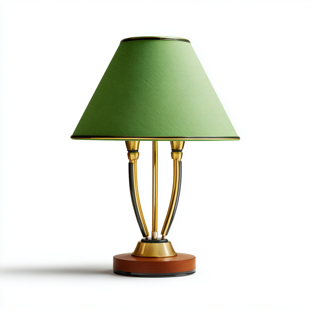 Lampe de table en laiton et métal vert avec abat-jour textile - 50x30x30 cm - design élégant classique-Shelterora