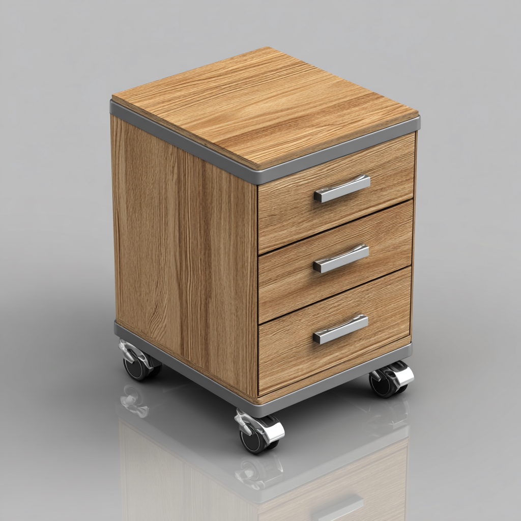 Fichier de classement bois et métal 3 tiroirs 42x50x70 cm - chêne clair - avec roulettes-Shelterora