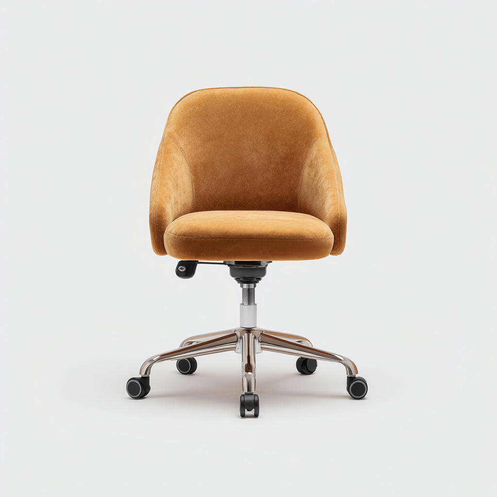 Chaise de bureau - velours jaune moutarde - 91x54x59 cm - accoudoirs intégrés - hauteur réglable - piètement à roulettes métal chromé - design moderne ergonomique-Shelterora