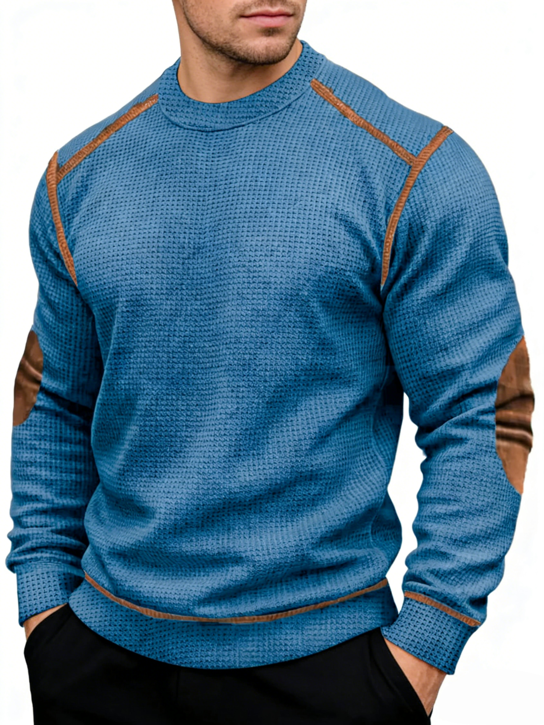 Men’s Vintage Western-Style Textured Crewneck Sweatshirt