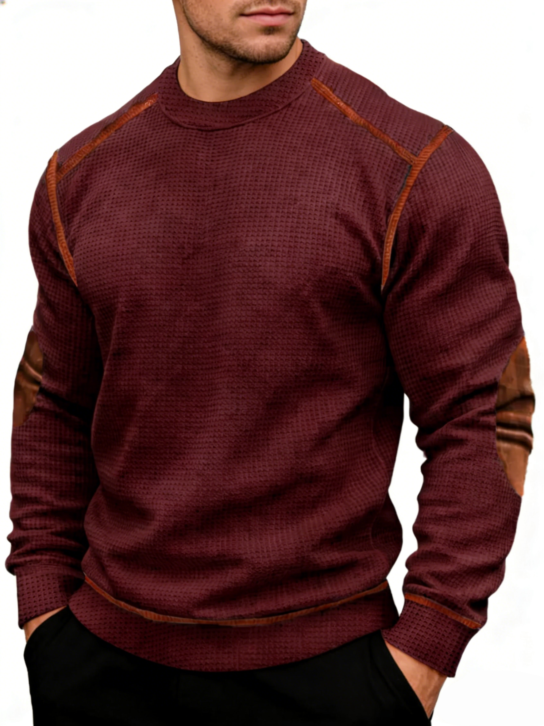 Men’s Vintage Western-Style Textured Crewneck Sweatshirt