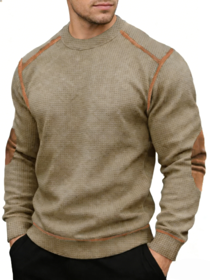 Men’s Vintage Western-Style Textured Crewneck Sweatshirt