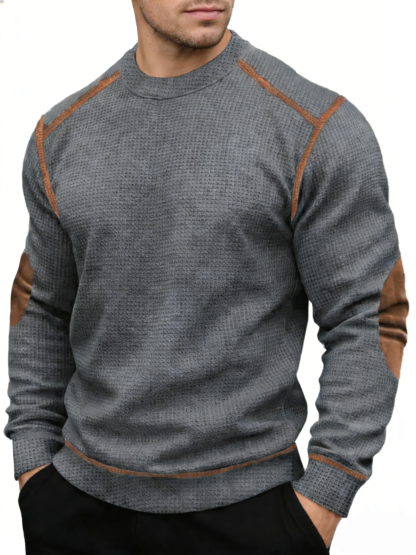 Men’s Vintage Western-Style Textured Crewneck Sweatshirt