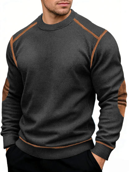 Men’s Vintage Western-Style Textured Crewneck Sweatshirt
