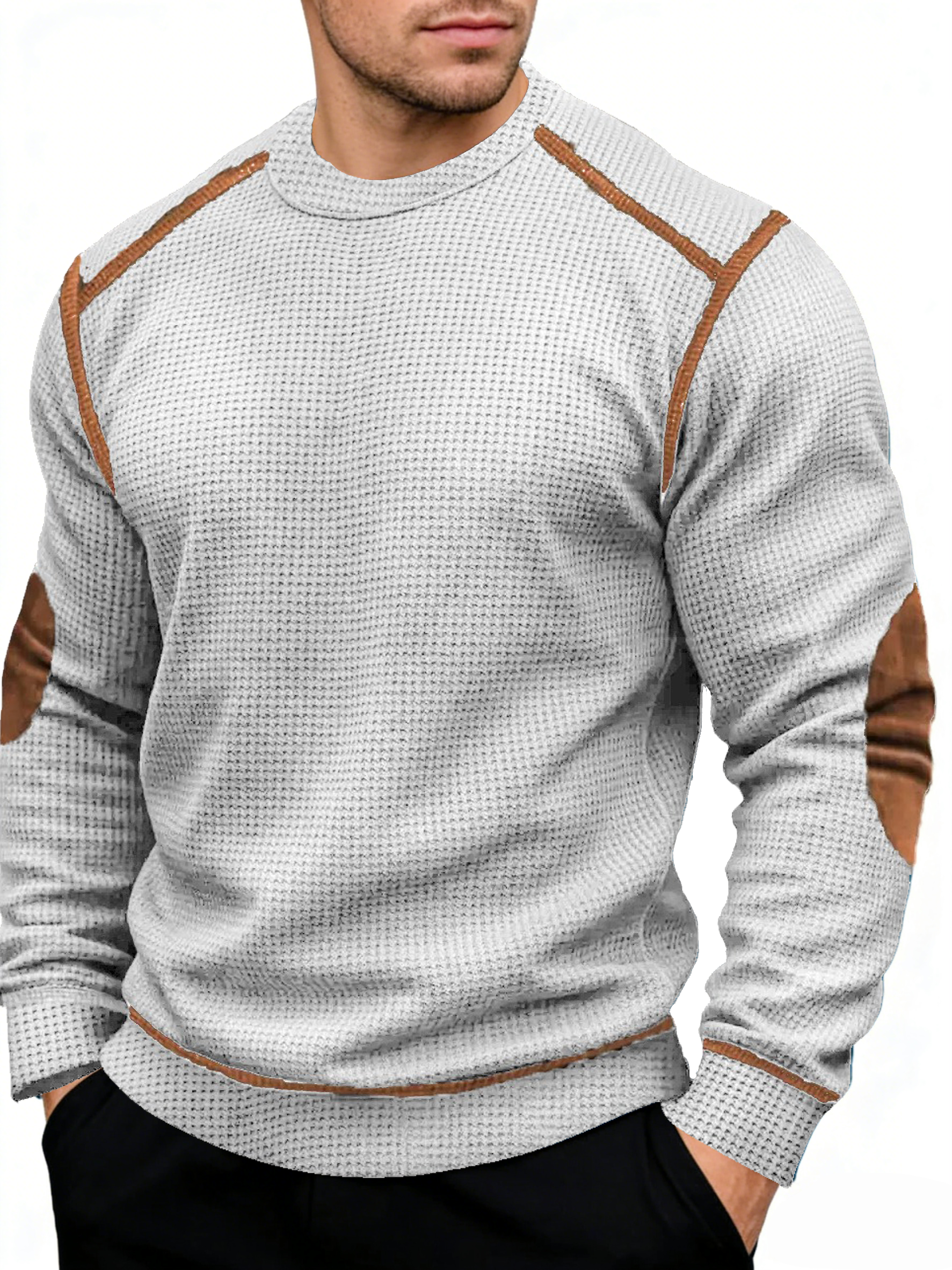 Men’s Vintage Western-Style Textured Crewneck Sweatshirt