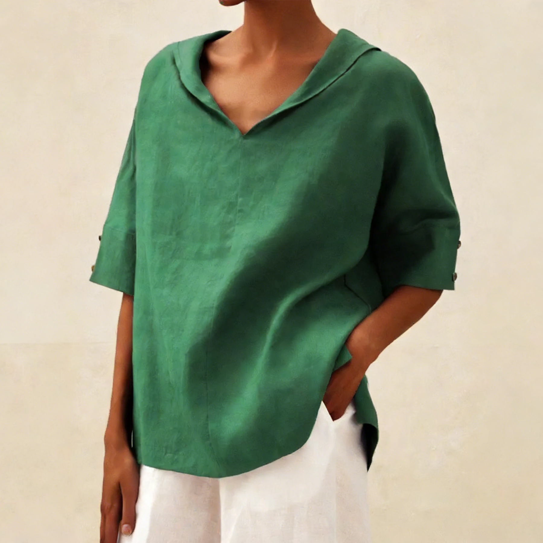 Women's Casual Linen V-neck Shirt