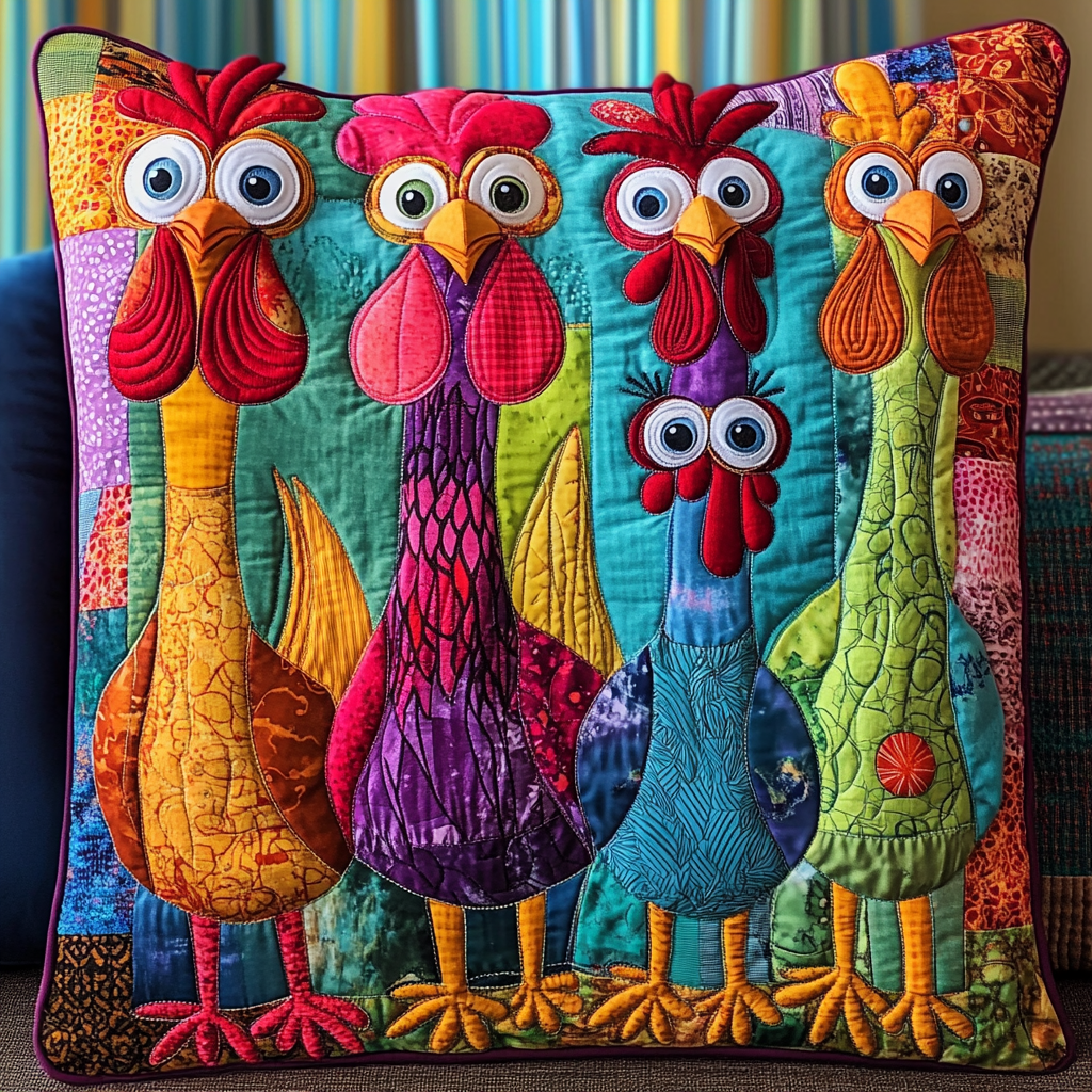 Chicken Quilted Pillow