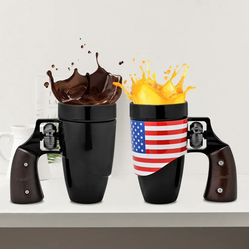 Multi-Purpose Unique Ceramic Mug with Revolver Handle – 500 ml
