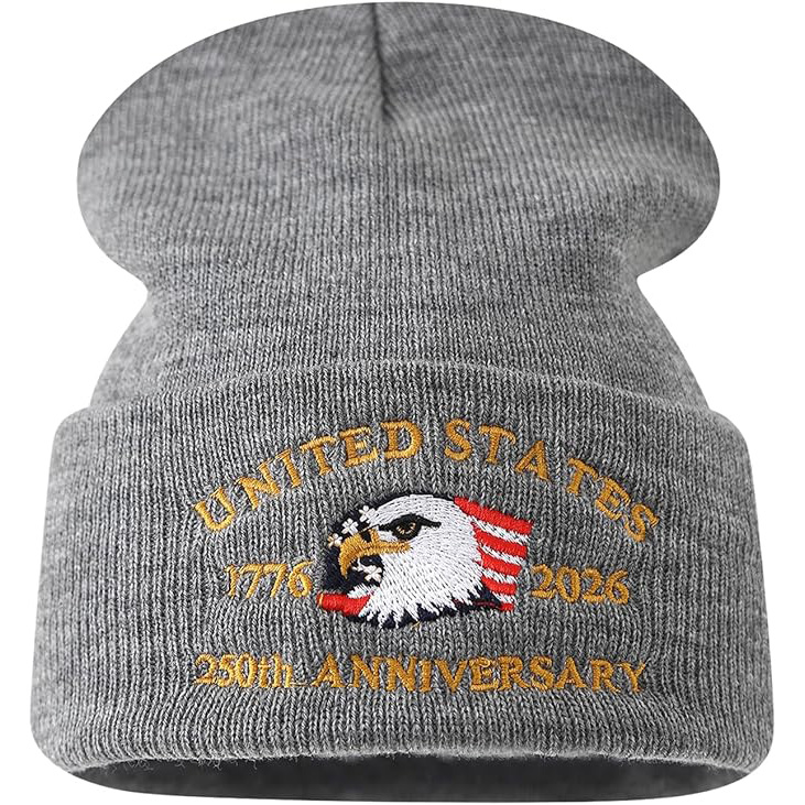 US 250th Anniversary Beanie Eagle Embroidered Knitted Hat