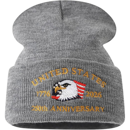 US 250th Anniversary Beanie Eagle Embroidered Knitted Hat