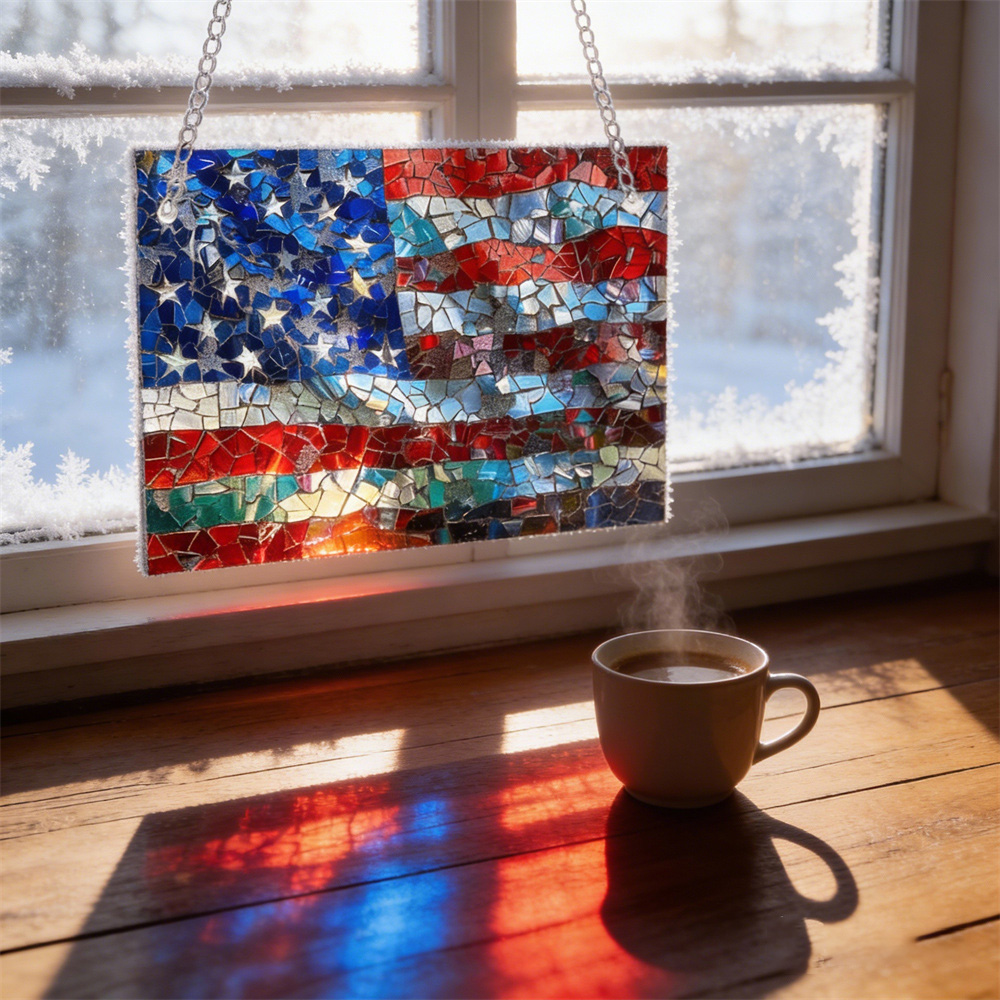 Mosaic-Style USA Map Suncatcher - Hang the Rainbow of America in Your Window
