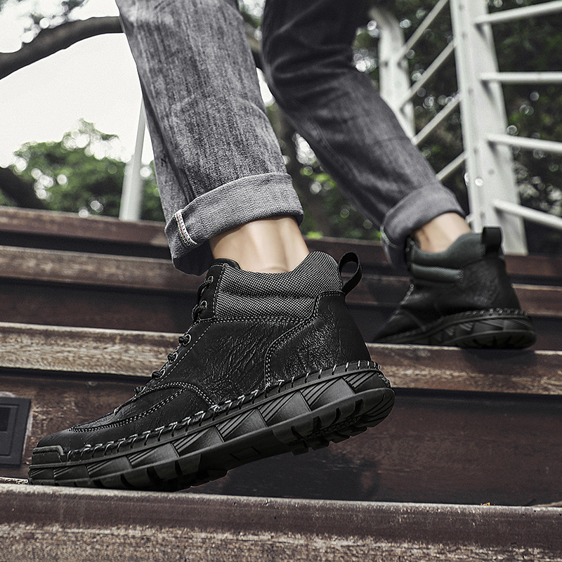 ⏰Limited Time Sale 70% OFF - Men's Handmade Leather Boots - Wide Toe Arch Support Aankle Support