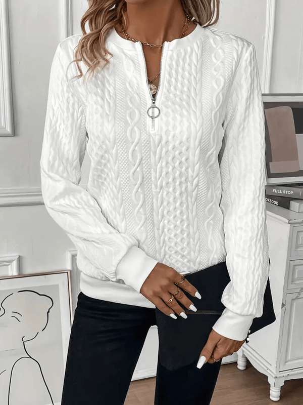 Women’s Quilted Cable Knit Half Zip Pullover Sweatshirt