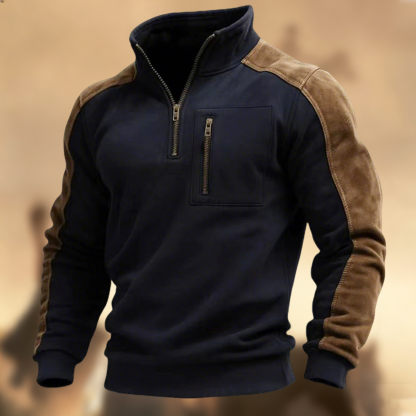Men’s Vintage Country Western Zip-Up Stand Collar Casual Sweatshirt