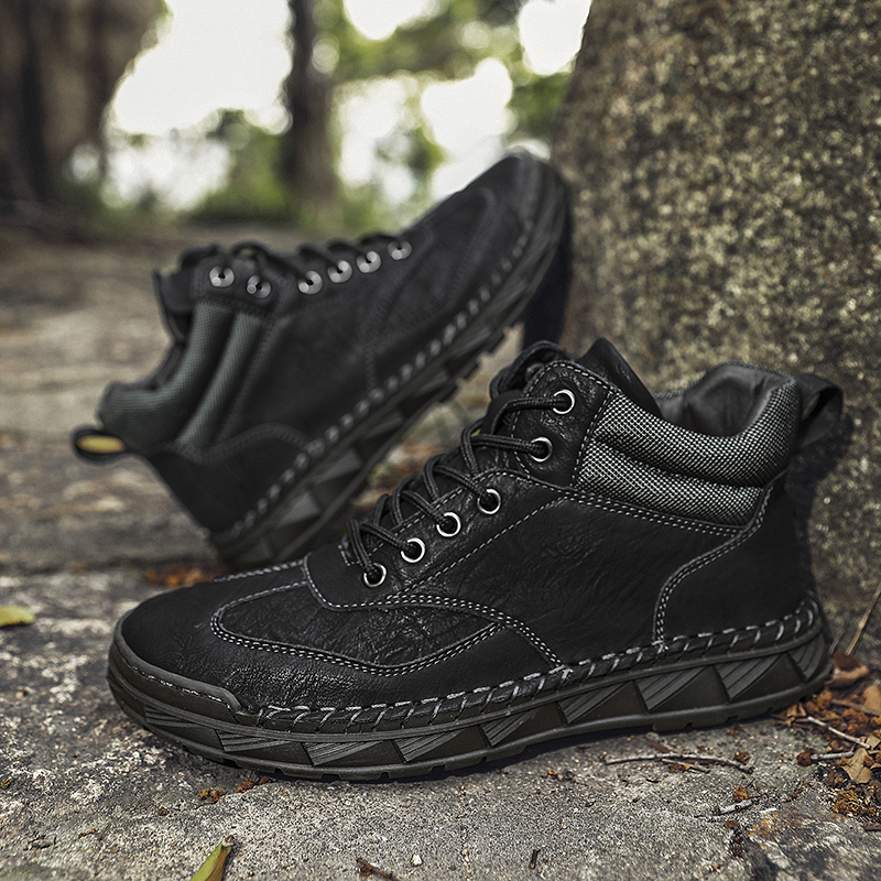 ⏰Limited Time Sale 70% OFF - Men's Handmade Leather Boots - Wide Toe Arch Support Aankle Support