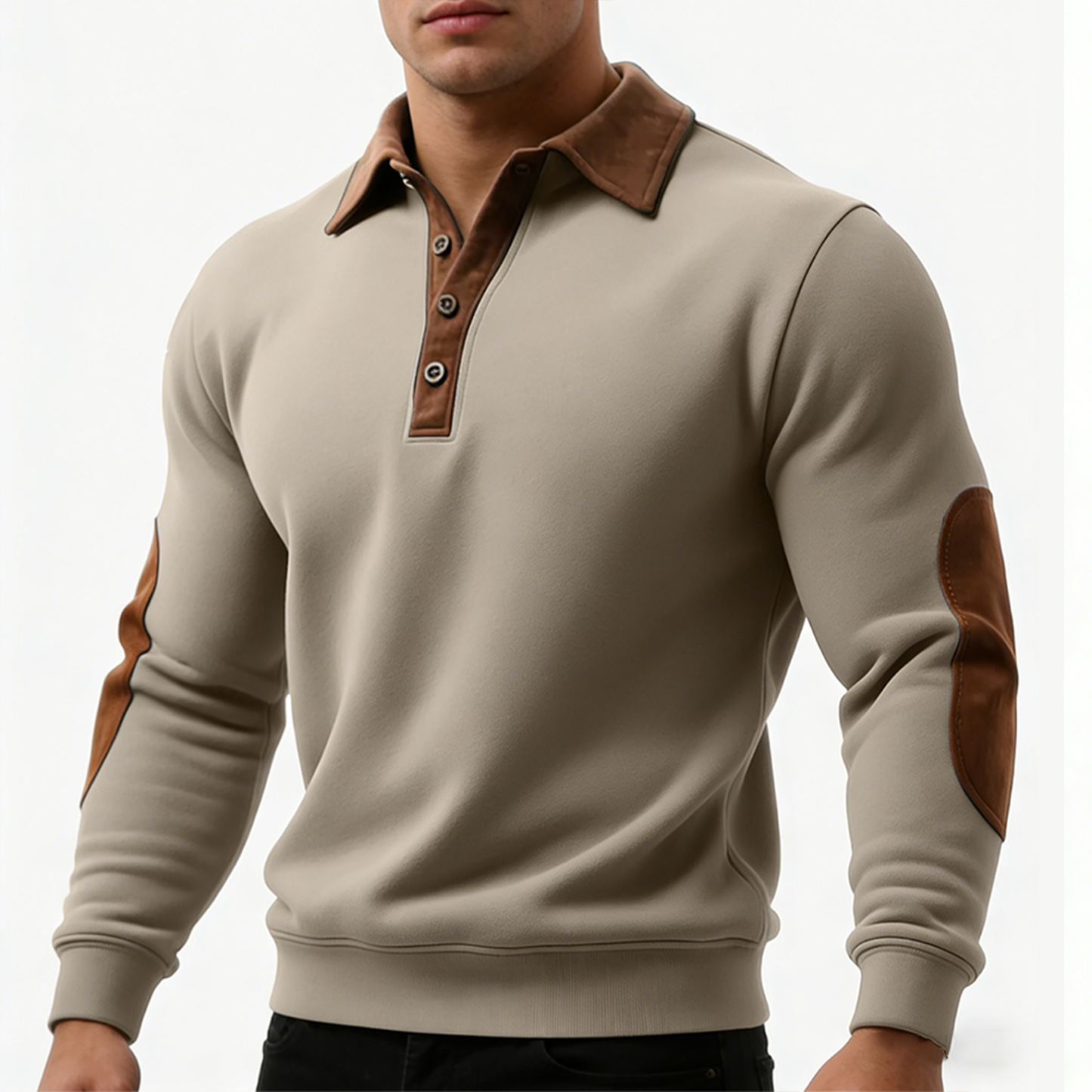 Men's Vintage Western Style Stand Collar Casual Sweatshirt