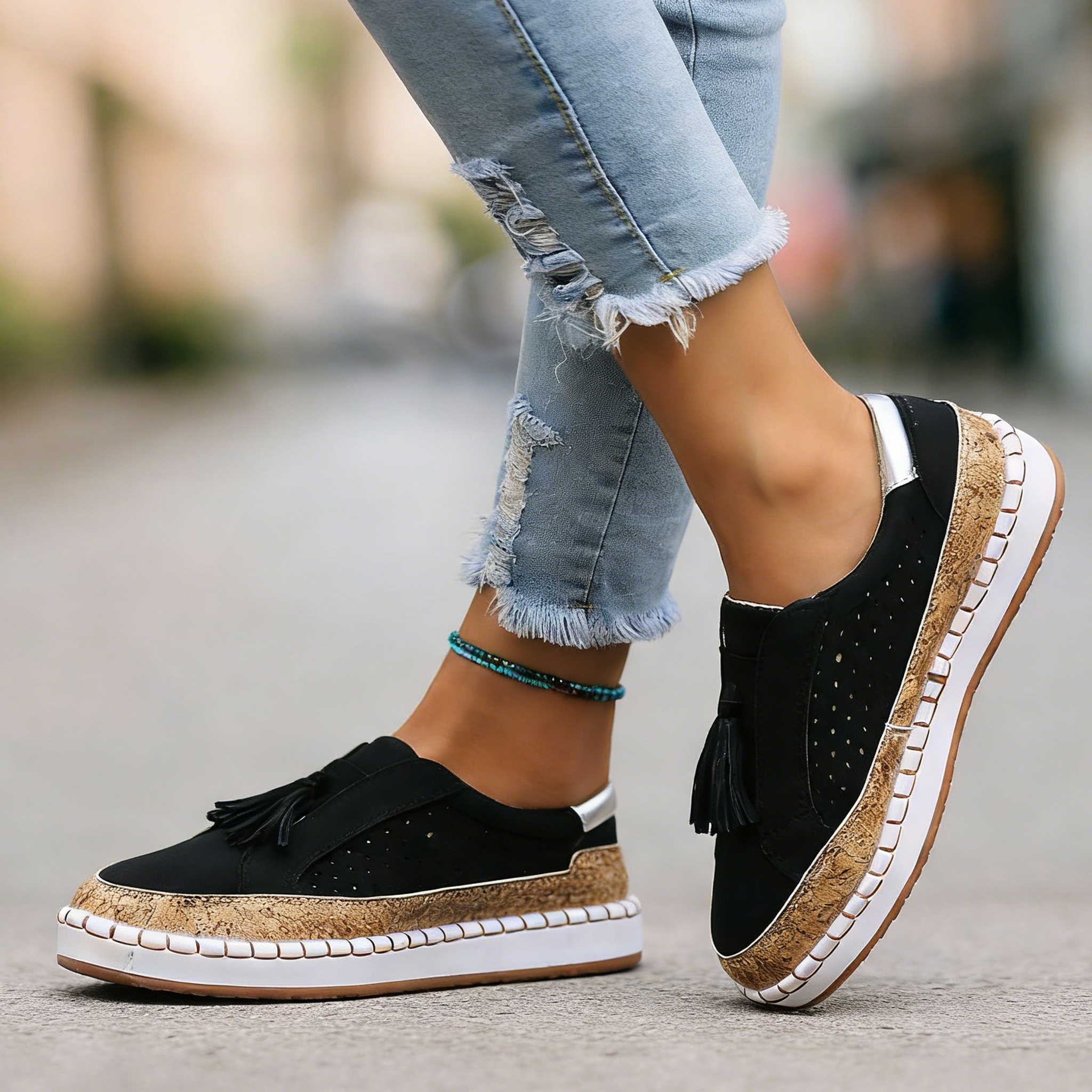 💝Summer Sale⭐Women's Modern Slip-On Sports Tassels Shoes