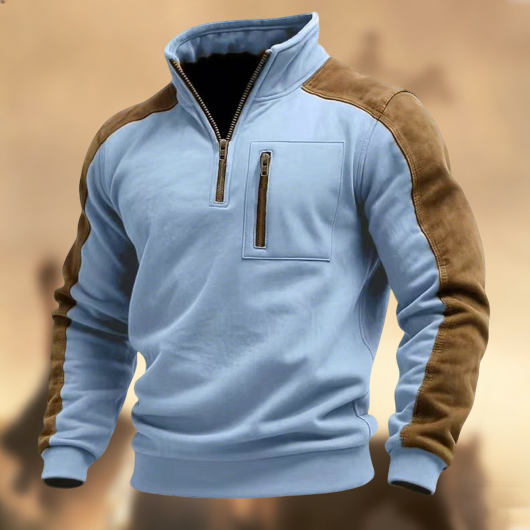 Men’s Vintage Country Western Zip-Up Stand Collar Casual Sweatshirt