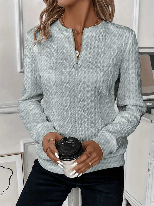 Women’s Quilted Cable Knit Half Zip Pullover Sweatshirt