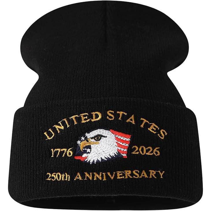 US 250th Anniversary Beanie Eagle Embroidered Knitted Hat
