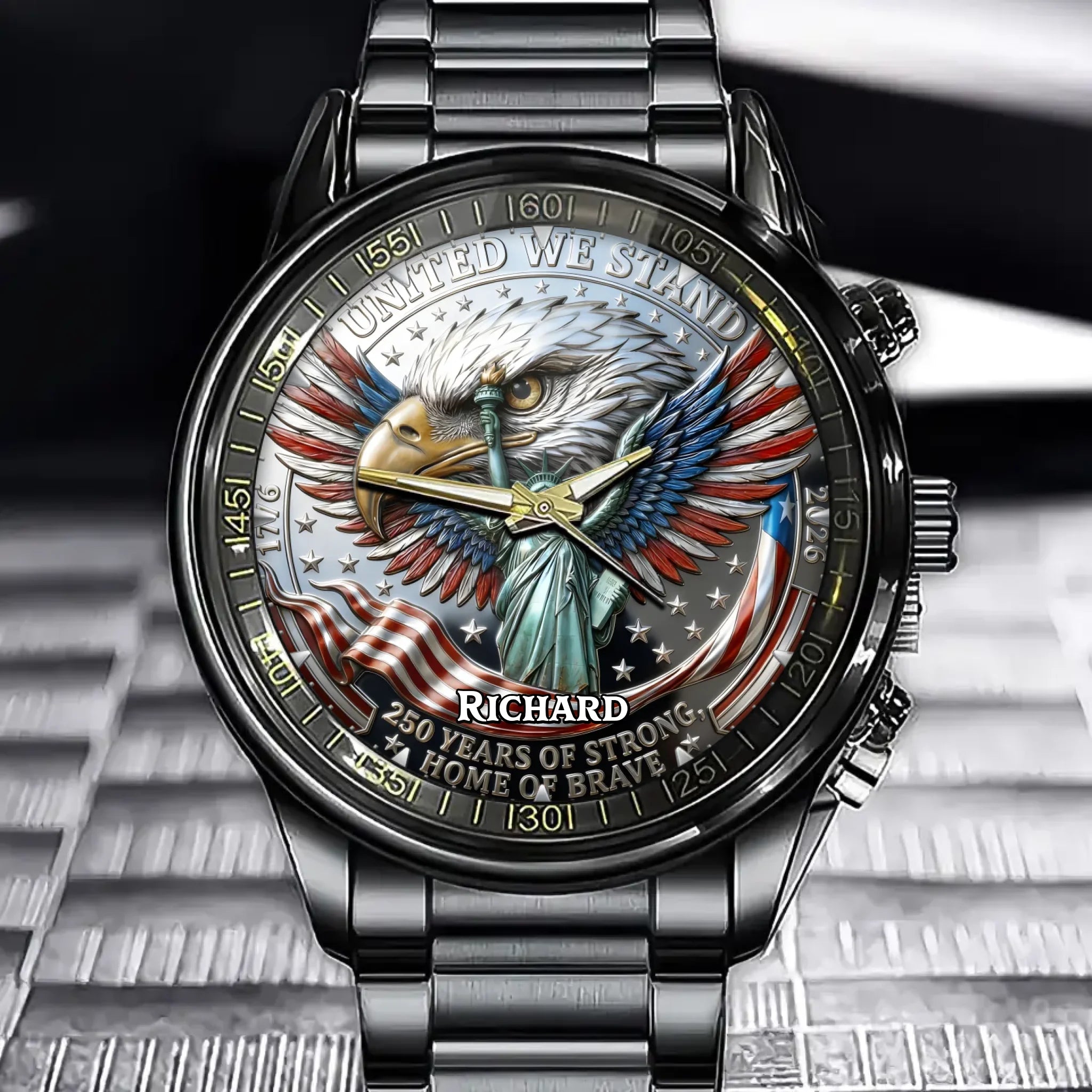 Personalized American 250th Anniversary Watch - Showcasing American Pride