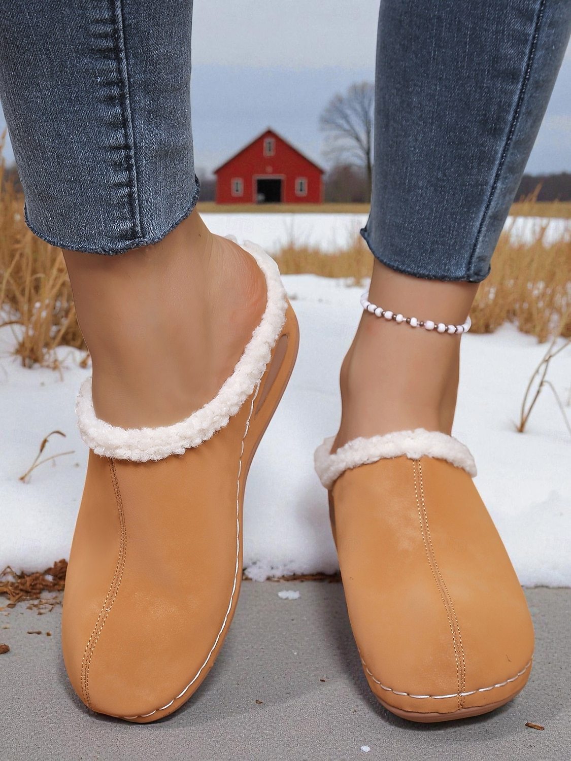  Women's Fur-Lined Winter Mules