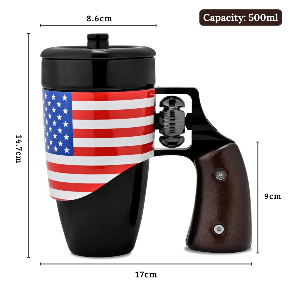 Multi-Purpose Unique Ceramic Mug with Revolver Handle – 500 ml