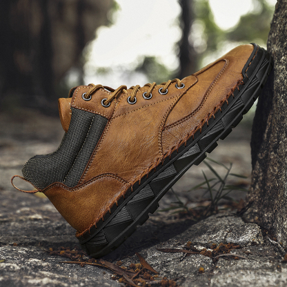 ⏰Limited Time Sale 70% OFF - Men's Handmade Leather Boots - Wide Toe Arch Support Aankle Support