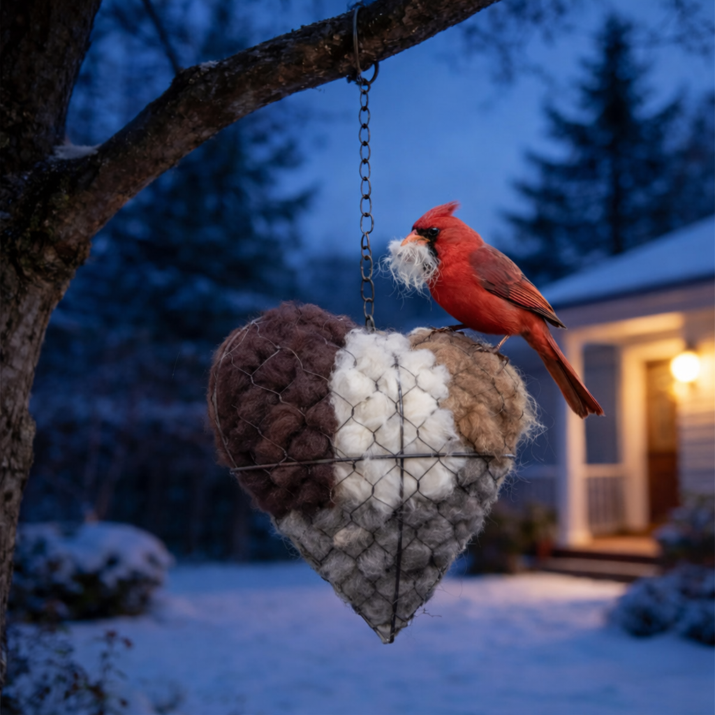 🐦Handmade Alpaca Fiber Bunny-Shaped Bird Nesting Frame - A Soft Gift for Birds & Your Garden