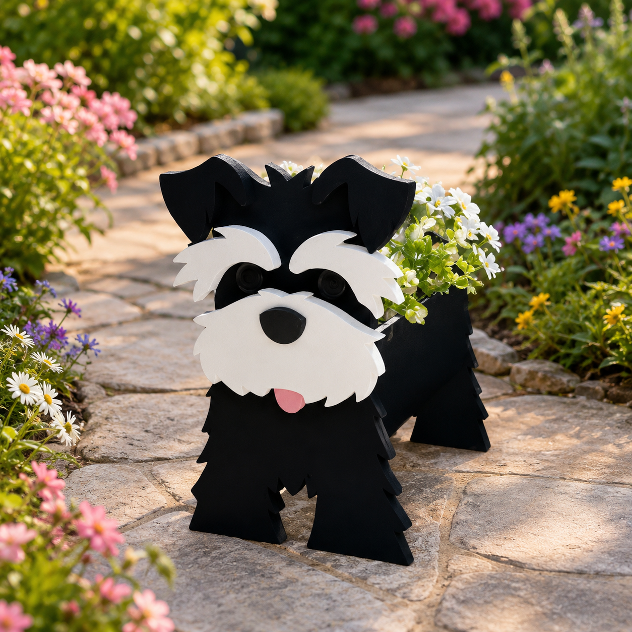 Black Schnauzer Dog Planter
