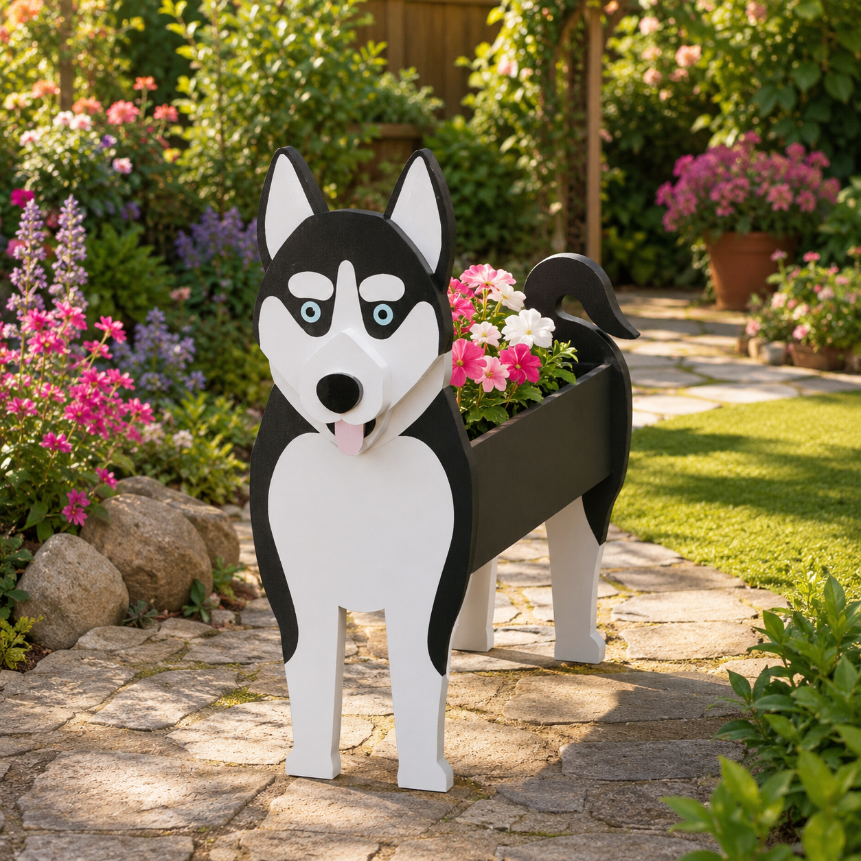 Husky Dog Planter