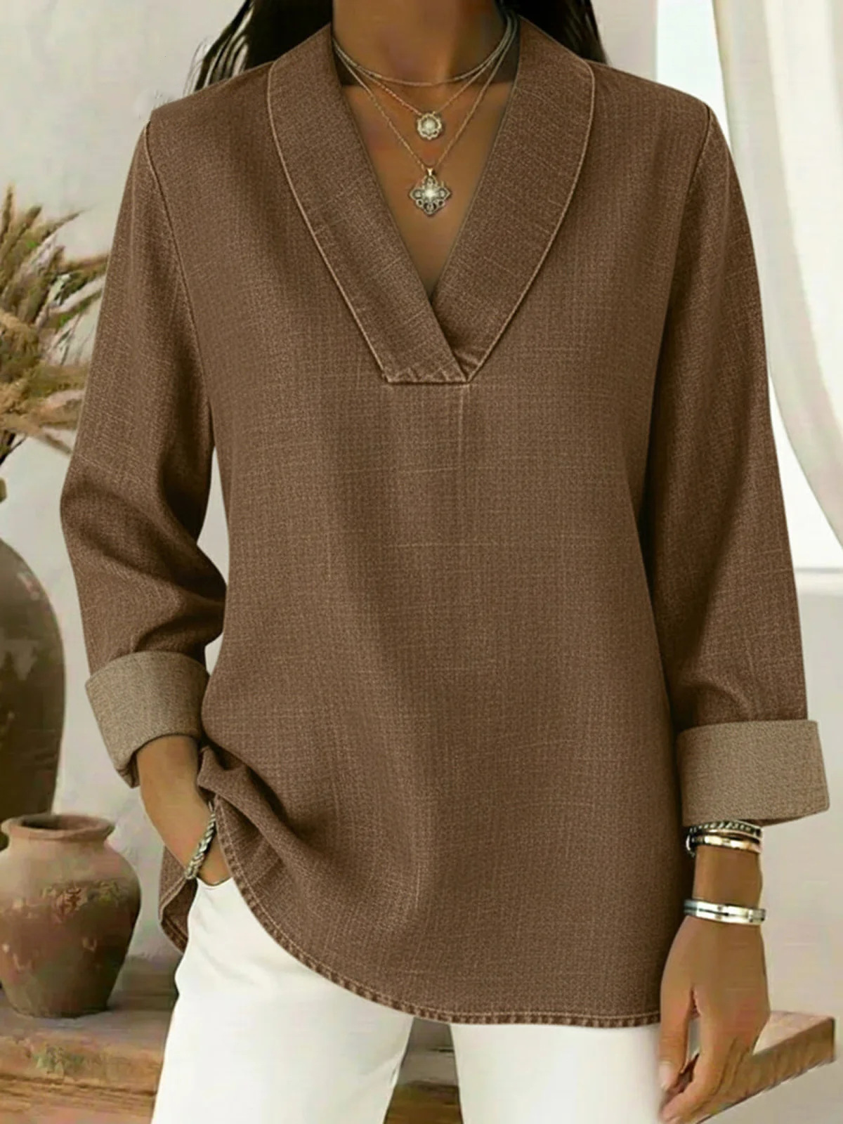 New Arrival 🔥 Women's Casual Denim V-Neck Retro Comfortable Denim Shirt