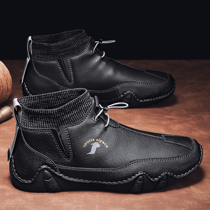 Men Ankle Boots Plush Leather Walking Orthopedic Shoes