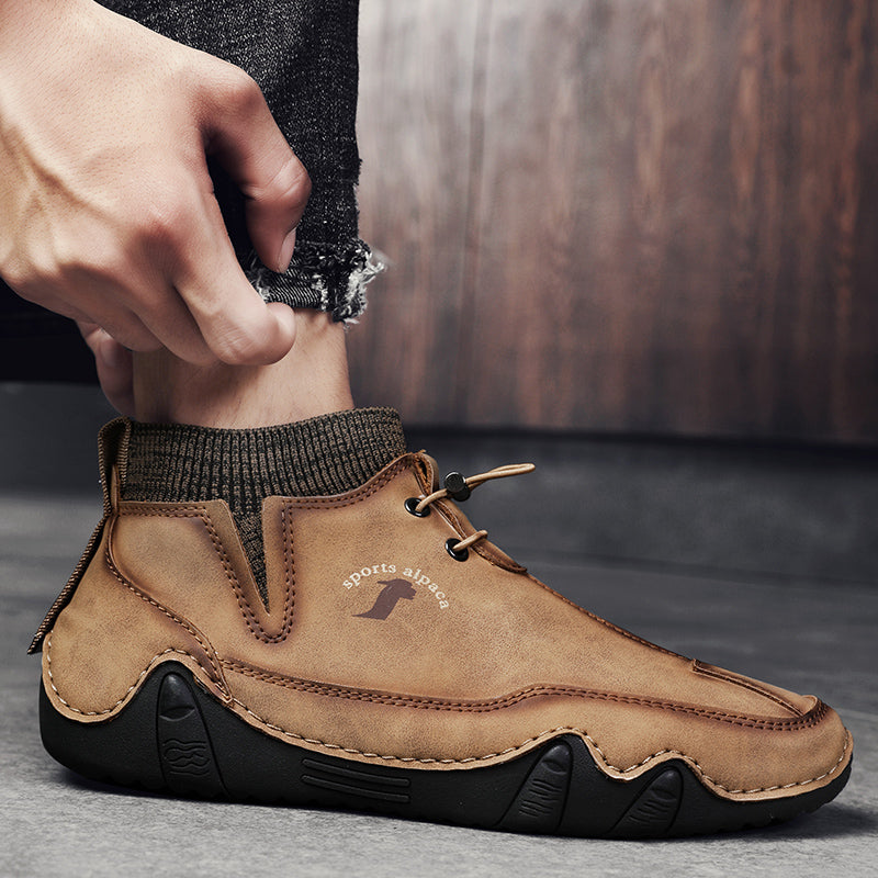 Men Ankle Boots Plush Leather Walking Orthopedic Shoes