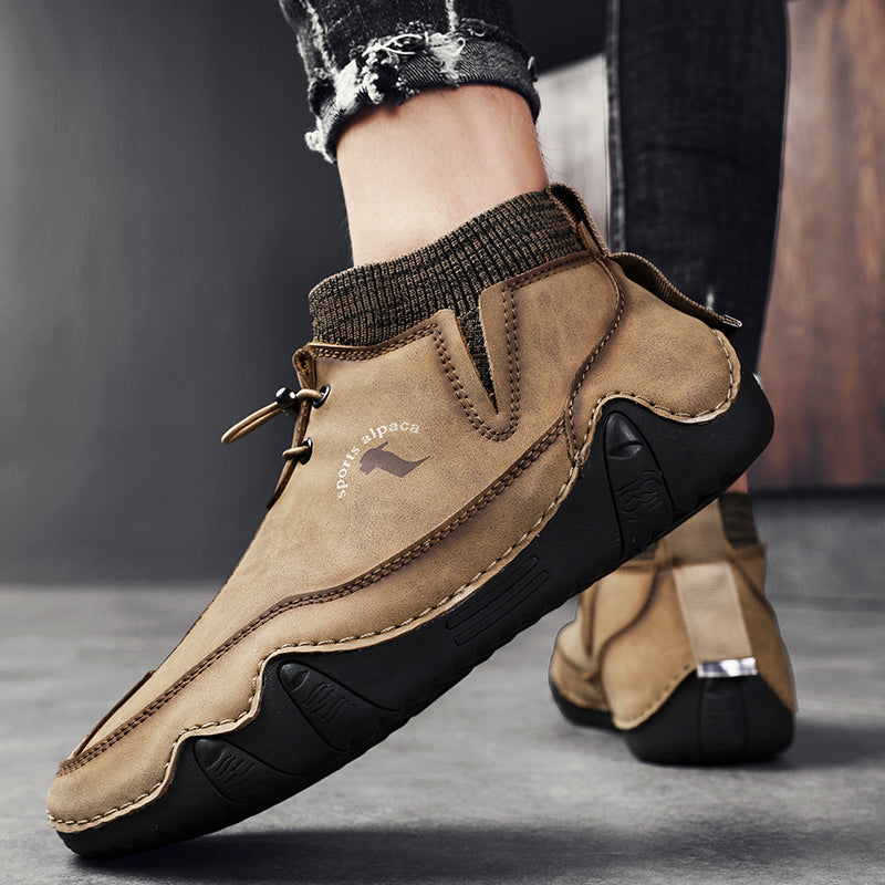 Men Ankle Boots Plush Leather Walking Orthopedic Shoes