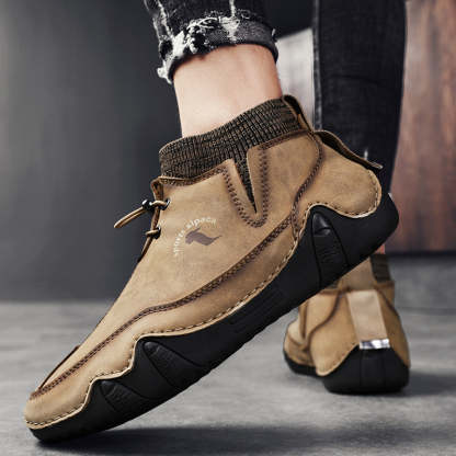 Men Ankle Boots Plush Leather Walking Orthopedic Shoes