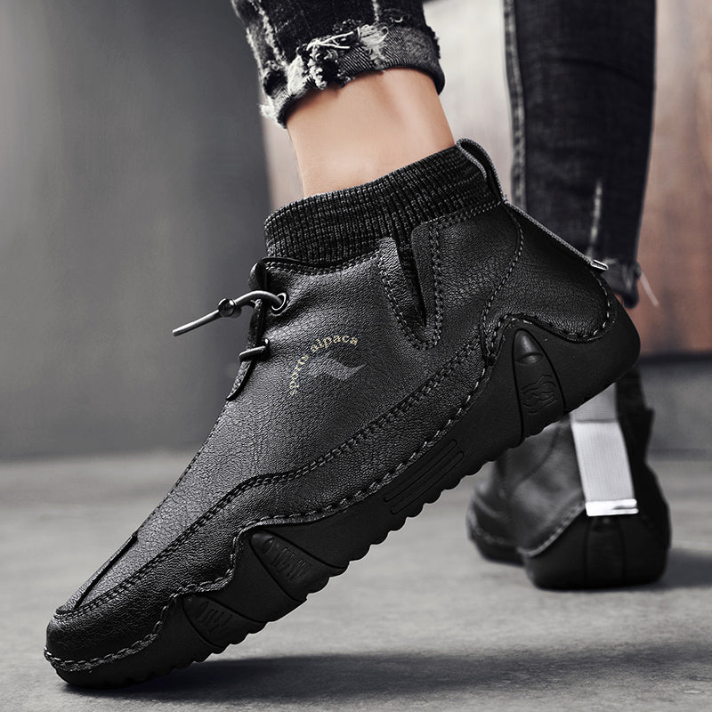 Men Ankle Boots Plush Leather Walking Orthopedic Shoes
