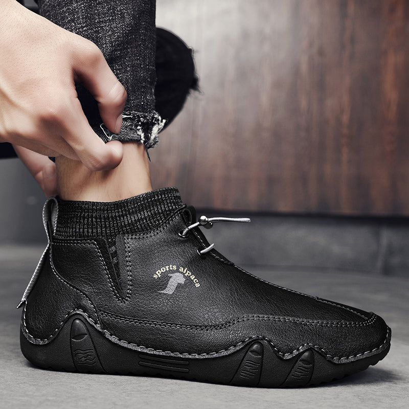 Men Ankle Boots Plush Leather Walking Orthopedic Shoes
