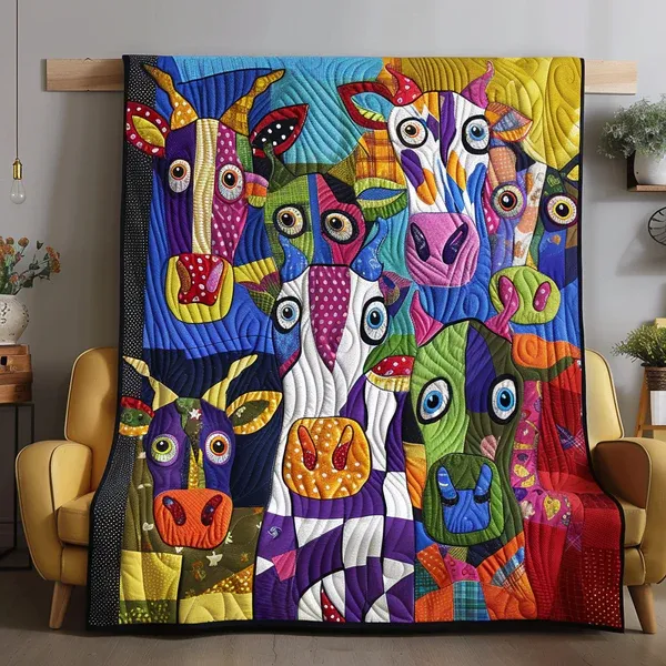 🎁Colorful Art Quilt Fleece Blanket, Lightweight Warm Throw for Sofa & Bed