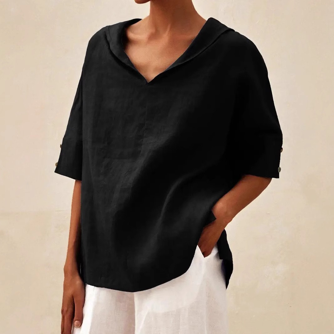 Women's Casual Linen V-neck Shirt