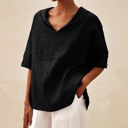 Women's Casual Linen V-neck Shirt