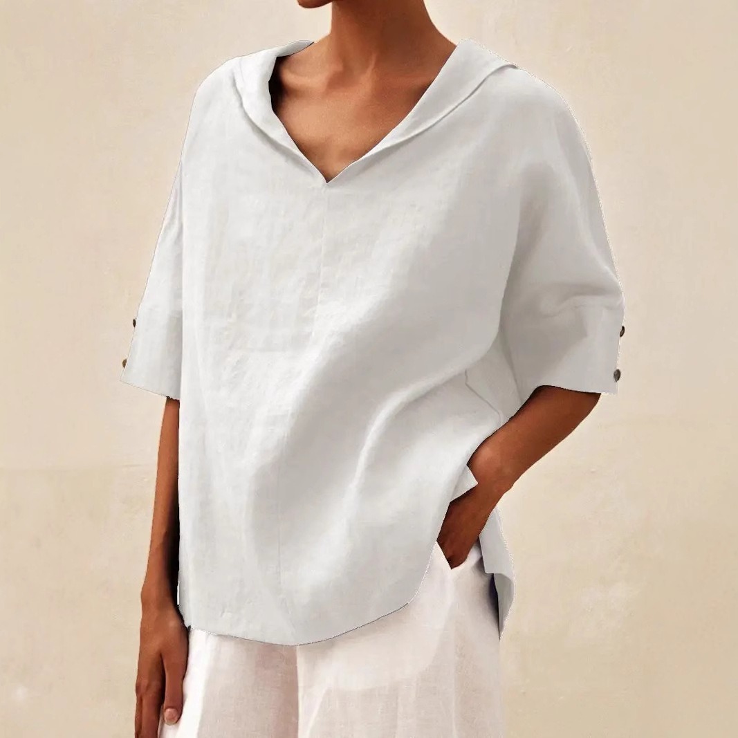Women's Casual Linen V-neck Shirt