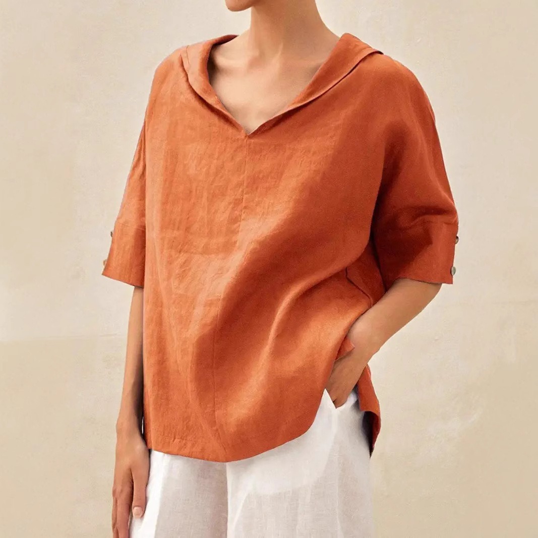 Women's Casual Linen V-neck Shirt