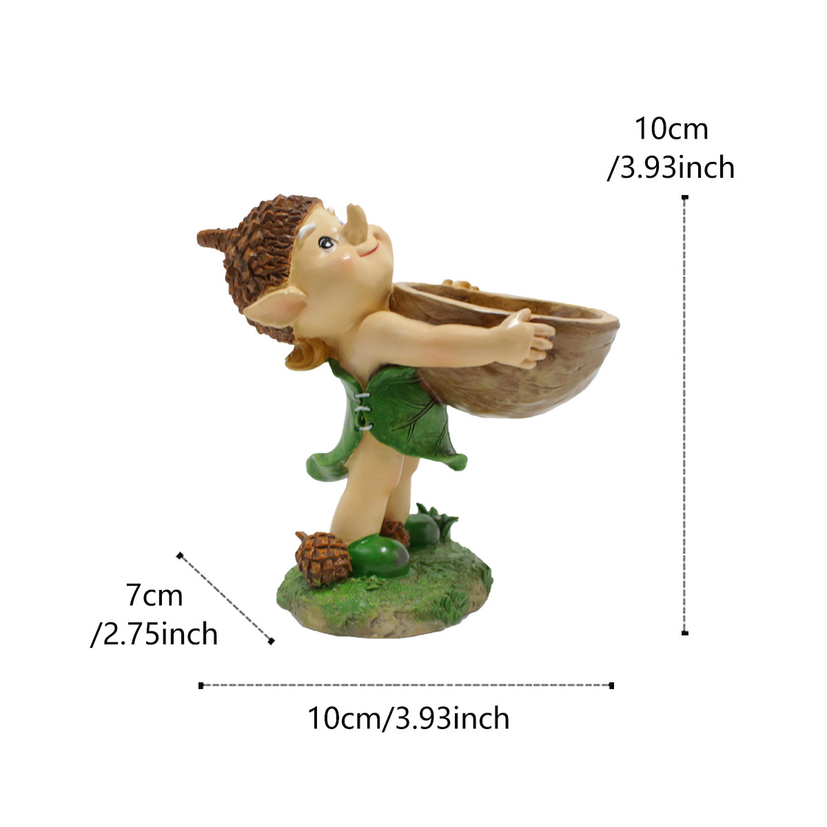 Elf Hand Held Walnut Bird Bath Bowl Bird Feeder