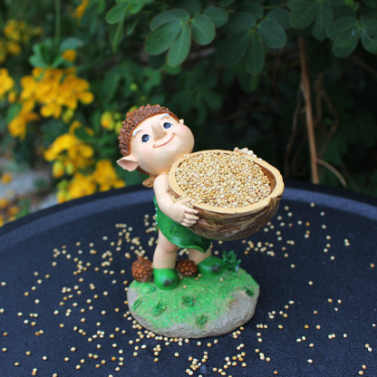 Elf Hand Held Walnut Bird Bath Bowl Bird Feeder
