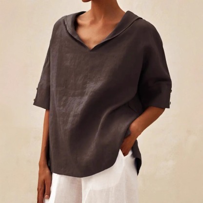Women's Casual Linen V-neck Shirt