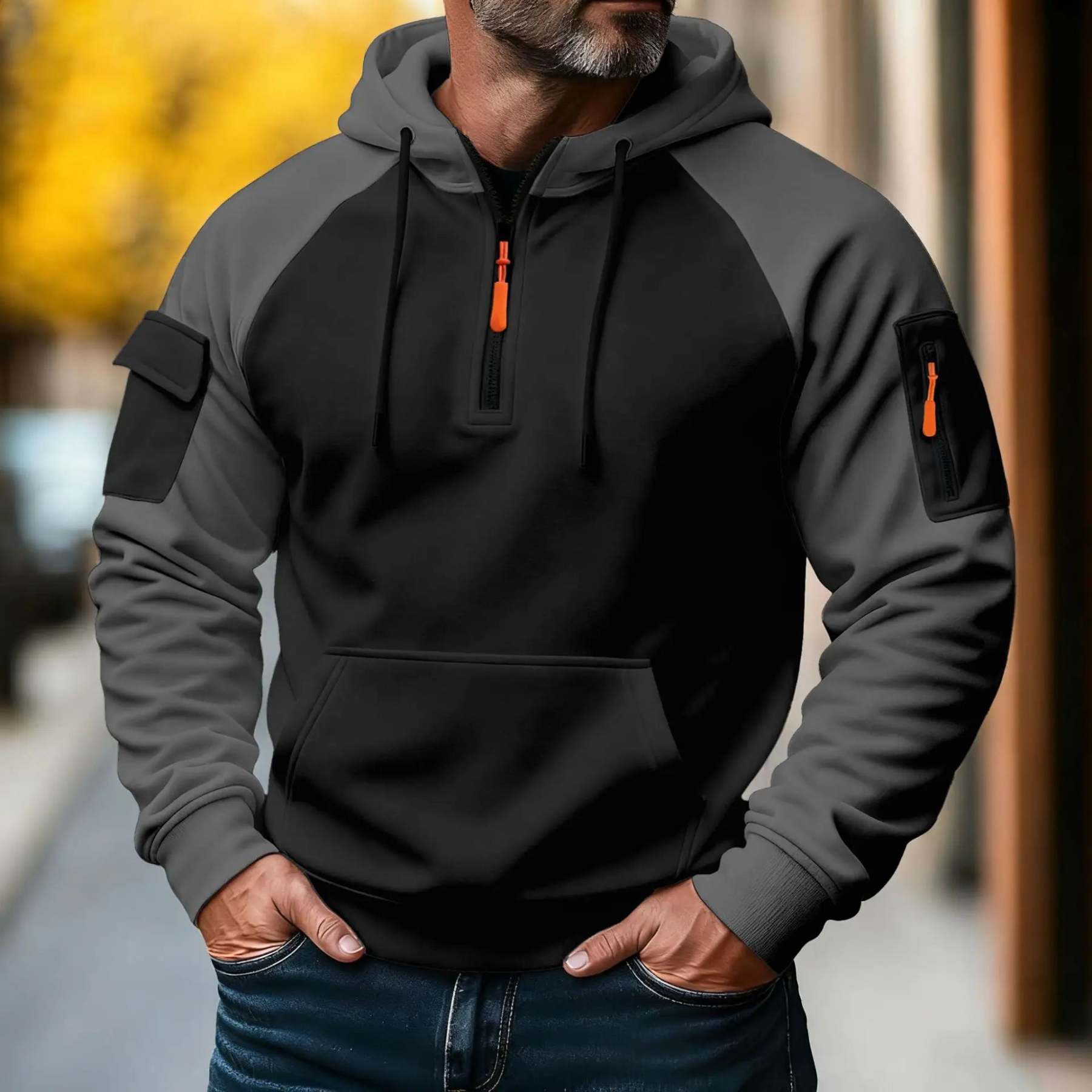 Men's autumn/winter zip-up hooded sweatshirt