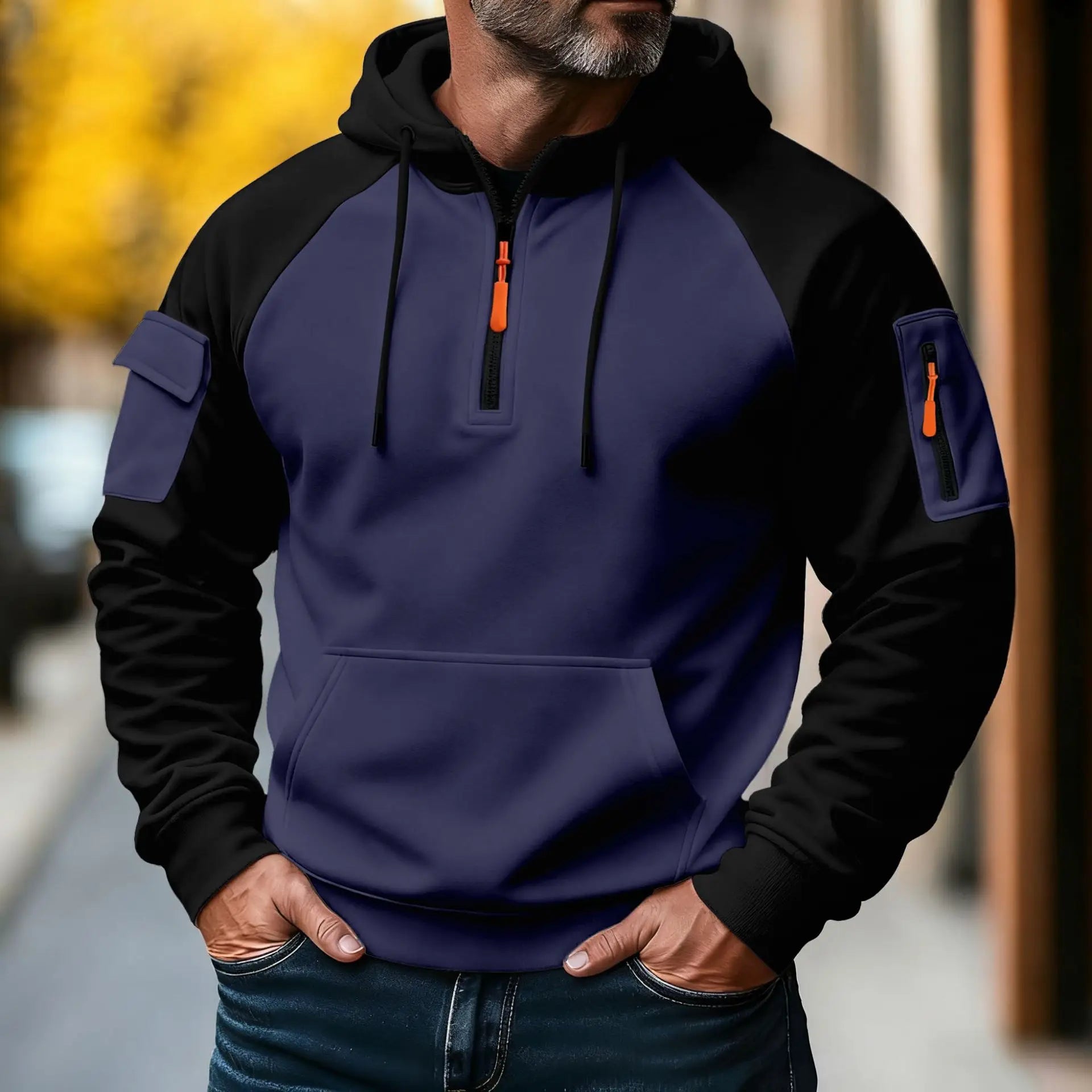 Men's autumn/winter zip-up hooded sweatshirt