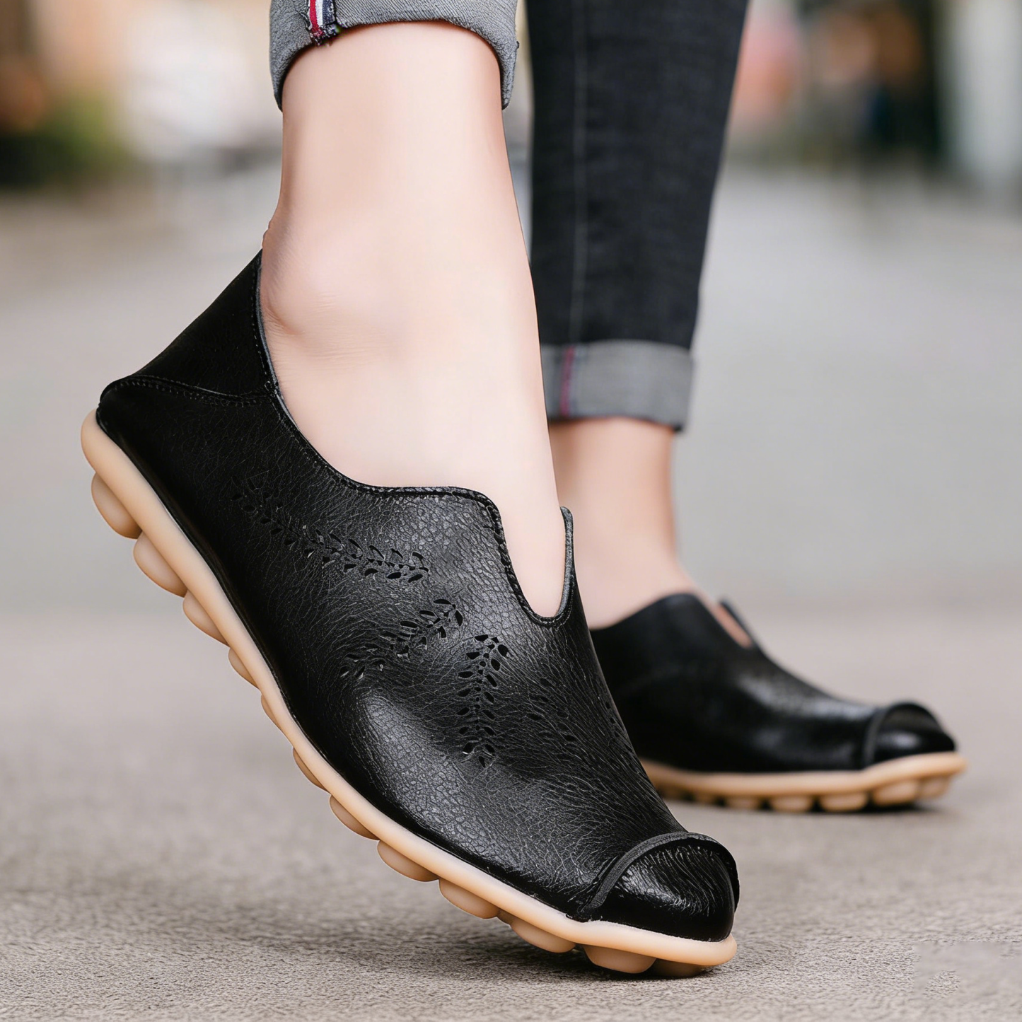 Women’s Casual Flat Loafers with Flexible Rubber Sole