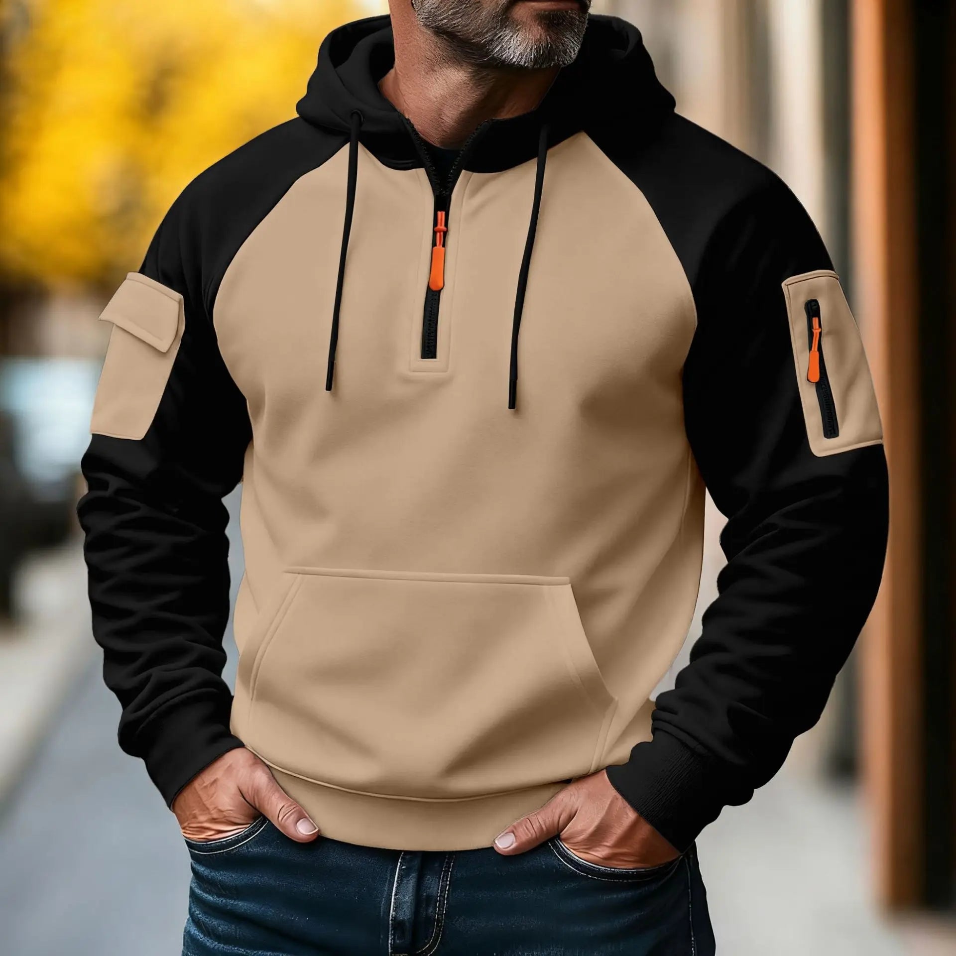 Men's autumn/winter zip-up hooded sweatshirt